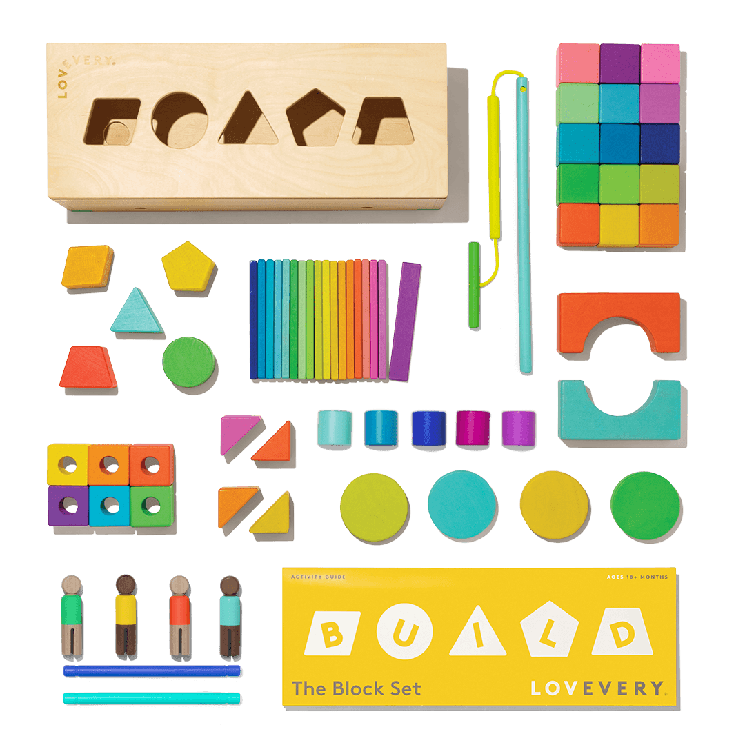 Wooden block online set with storage