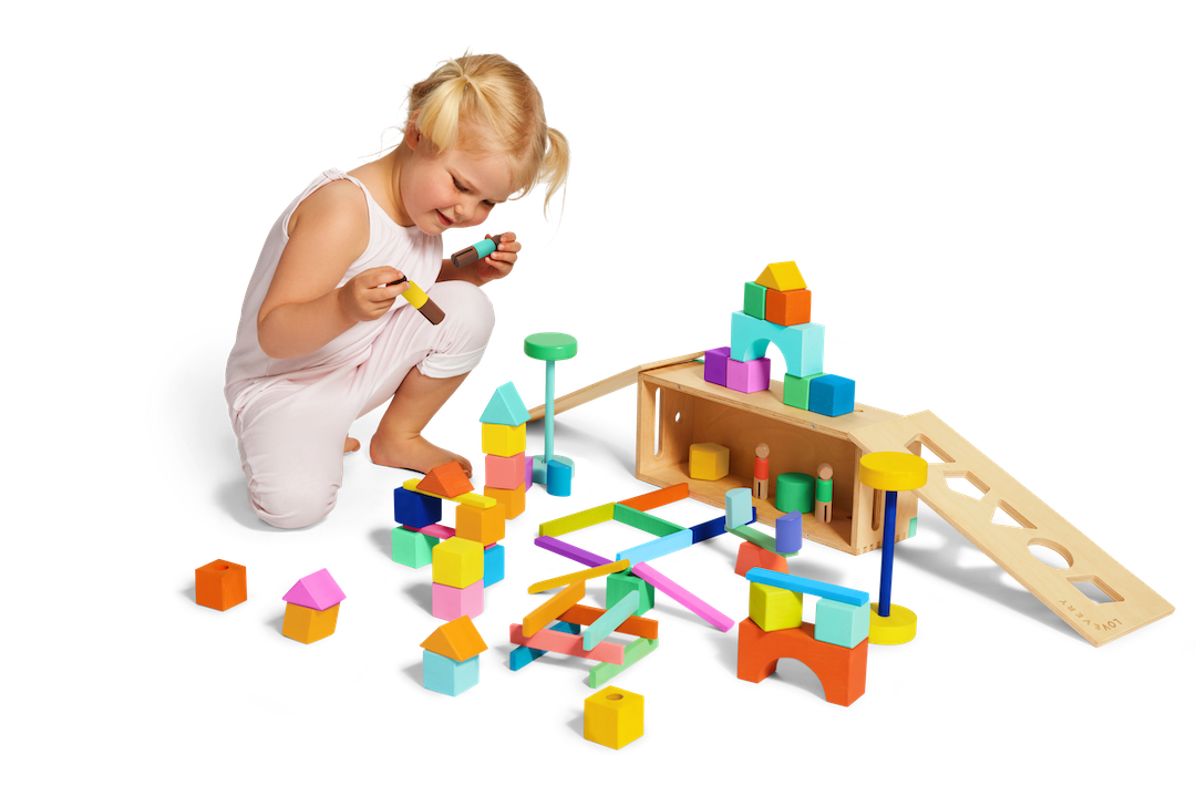 Wooden Childrens Toy Alphabet Blocks Set Stock Illustration