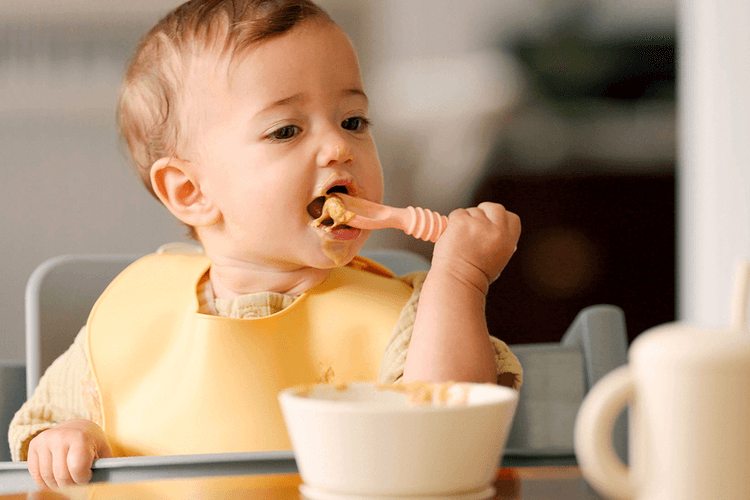 Baby eating food