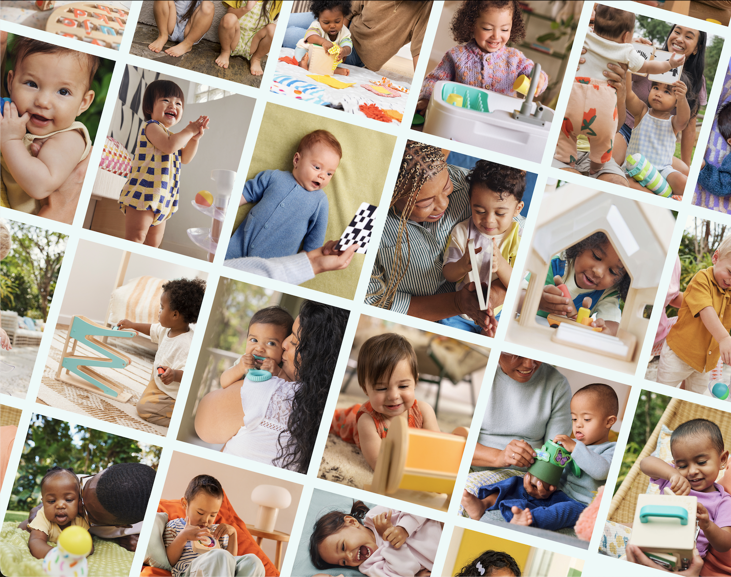 Collage of children playing with Lovevery playthings